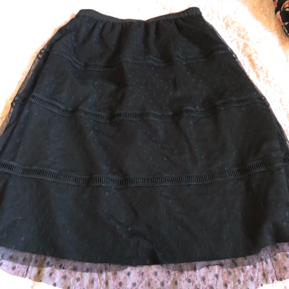 Black Multi-patterned Midi Skirt.